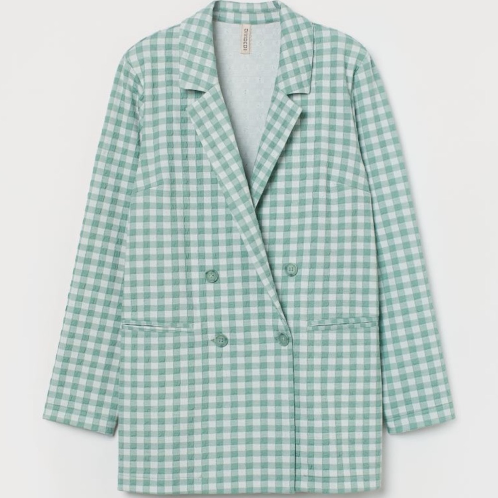 H&M Plaid Blazer - Mint Green Plaid size S
